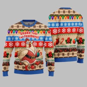 Alternative view of 2025 Christmas Chicken Shake Your Tail Feathers Ugly Christmas Sweater - Grishko.com