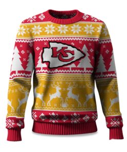 2025 Christmas Chiefs Reindeer Football Ugly Sweater