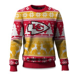 2025 Christmas Chiefs Reindeer Football Ugly Sweater