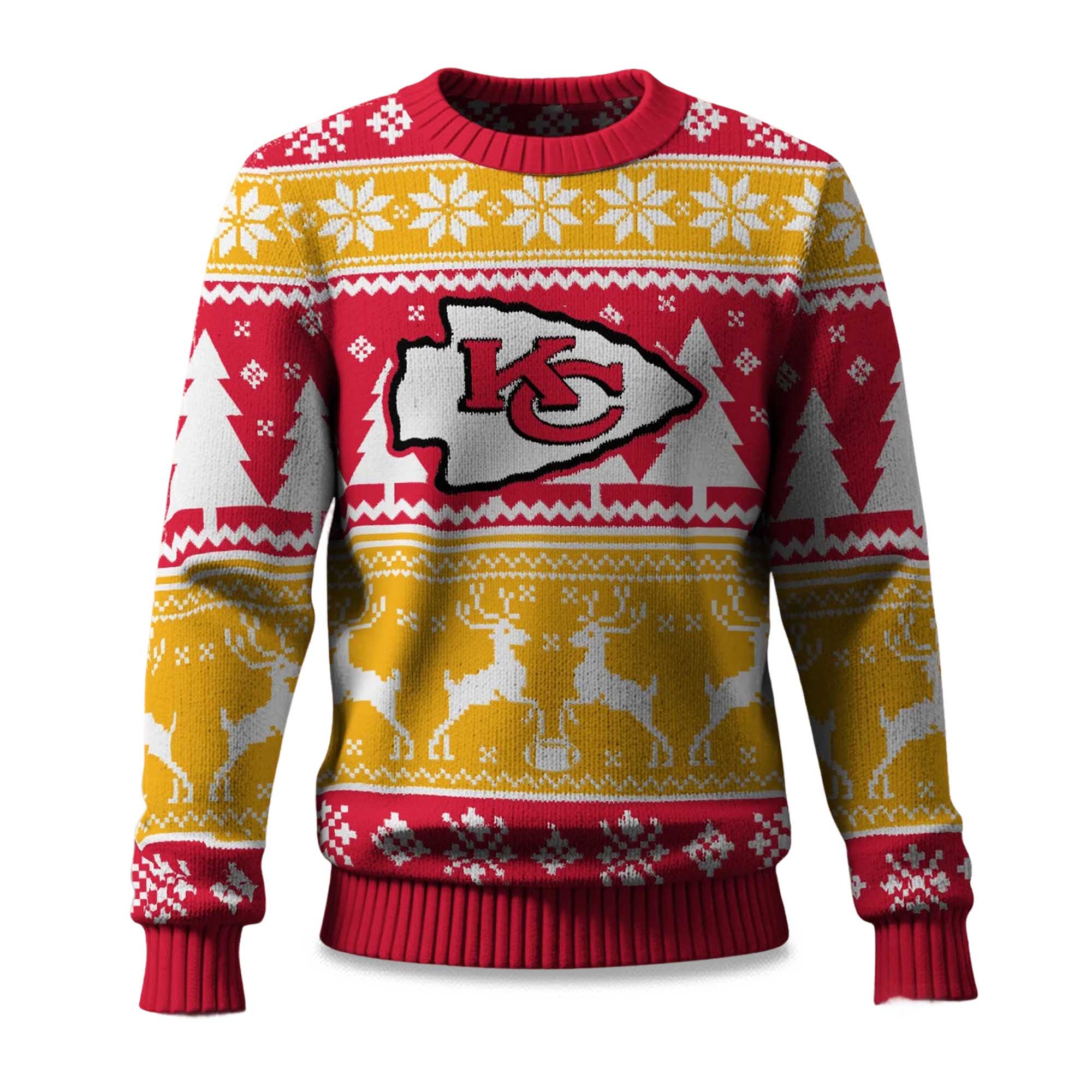 2025 Christmas Chiefs Reindeer Football Ugly Sweater