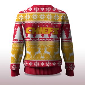 Alternative view of 2025 Christmas Chiefs Reindeer Football Ugly Sweater