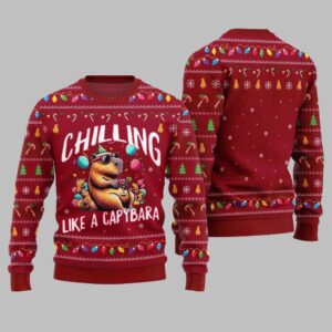 2025 Christmas Chilling Like A Capabara Ugly Christmas Sweater - Grishko.com