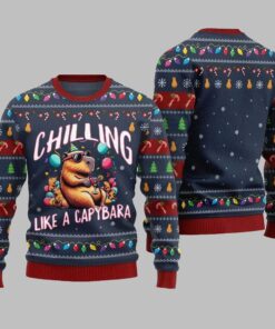 Alternative view of 2025 Christmas Chilling Like A Capabara Ugly Christmas Sweater  