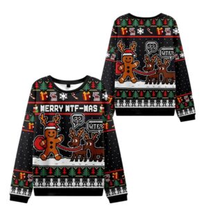 Alternative view of 2025 Christmas Confused Reindeer Ugly Sweater - Grishko.com