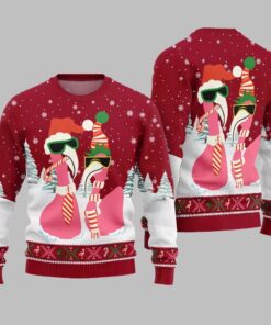 2025 Christmas Cool Flamingo Ugly Christmas Sweater  