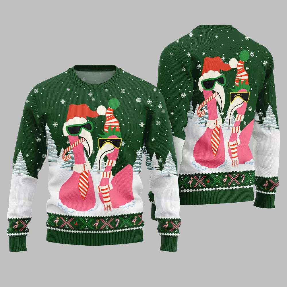 2025 Christmas Cool Flamingo Ugly Christmas Sweater - Image 3