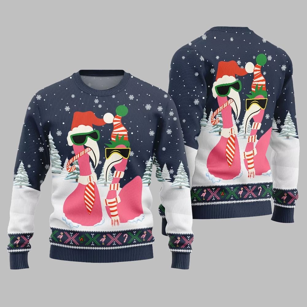 2025 Christmas Cool Flamingo Ugly Christmas Sweater - Image 5