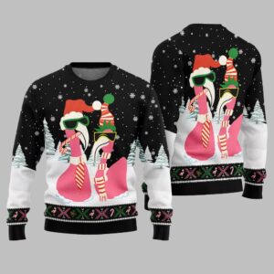Alternative view of 2025 Christmas Cool Flamingo Ugly Christmas Sweater - Grishko.com