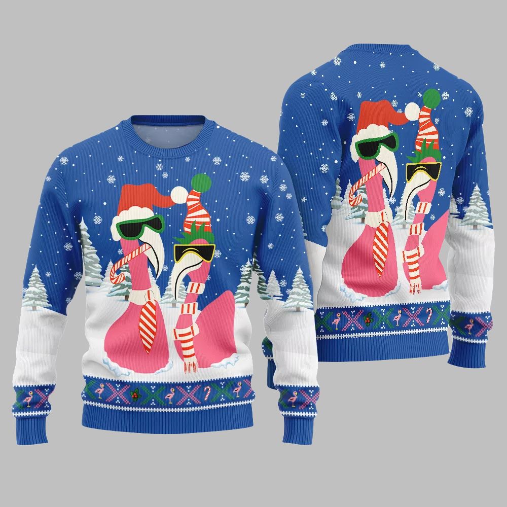 2025 Christmas Cool Flamingo Ugly Christmas Sweater - Image 4