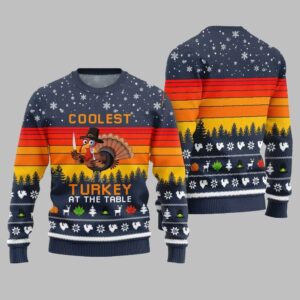 2025 Christmas Coolest Turkey At The Table Ugly Christmas Sweater - Grishko.com