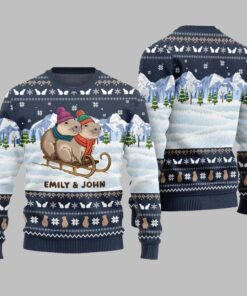 2025 Christmas Couple Capybaras Ugly Christmas Sweater  