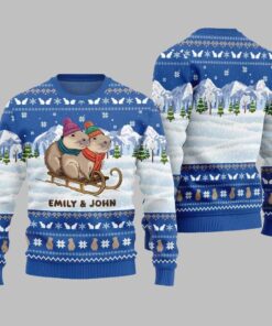 Alternative view of 2025 Christmas Couple Capybaras Ugly Christmas Sweater  