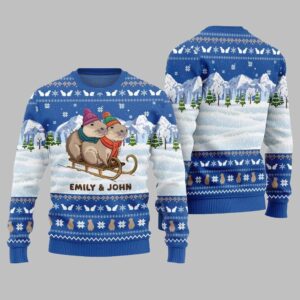 Alternative view of 2025 Christmas Couple Capybaras Ugly Christmas Sweater - Grishko.com