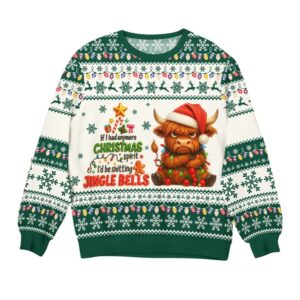 Alternative view of 2025 Christmas Cow Jingle Bells Ugly Sweater - Grishko.com