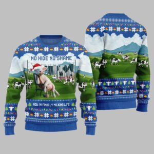 Alternative view of 2025 Christmas Cow No Hide No Shame Now I'm Finally Miling Life Ugly Christmas Sweater - Grishko.com
