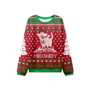 Alternative view of 2025 Christmas Cowboy Cat Meowdy Ugly Sweater - Grishko.com