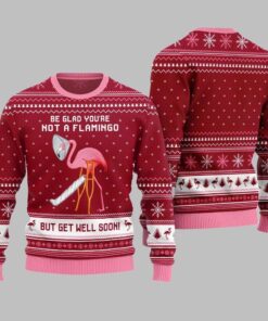 2025 Christmas Crazy Flamingo Oops Broken Leg Ugly Christmas Sweater  