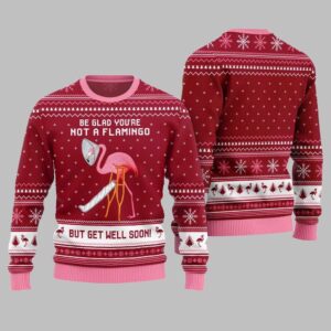 2025 Christmas Crazy Flamingo Oops Broken Leg Ugly Christmas Sweater - Grishko.com