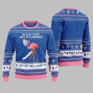 Alternative view of 2025 Christmas Crazy Flamingo Oops Broken Leg Ugly Christmas Sweater - Grishko.com