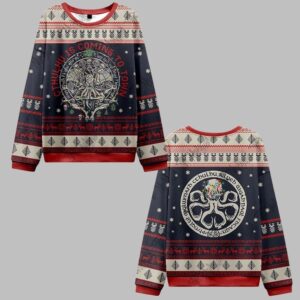 2025 Christmas Cthulhu Is Coming To Town Ugly Christmas Sweater - Grishko.com
