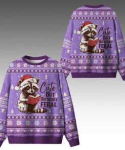 Alternative view of 2025 Christmas Cute But Bookishly Feral Ugly Sweater  