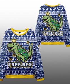 2025 Christmas Cute Tree Rex Ugly Sweater  