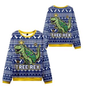 Alternative view of 2025 Christmas Cute Tree Rex Ugly Sweater - Grishko.com