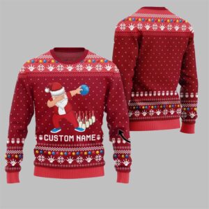 Alternative view of 2025 Christmas Dabbing Santa Bowling Ugly Sweater - Grishko.com