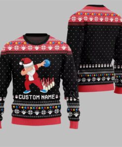 2025 Christmas Dabbing Santa Bowling Ugly Sweater  
