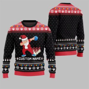 2025 Christmas Dabbing Santa Bowling Ugly Sweater - Grishko.com