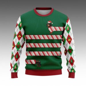 Alternative view of 2025 Christmas Dachshund Candy Cane Ugly Christmas Sweater - Grishko.com