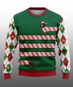 2025 Christmas Dachshund Candy Cane Ugly Christmas Sweater  