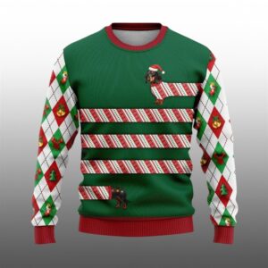 2025 Christmas Dachshund Candy Cane Ugly Christmas Sweater - Grishko.com