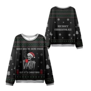 Alternative view of 2025 Christmas Dead Inside Festive Outside Ugly Sweater - Grishko.com