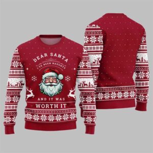 Alternative view of 2025 Christmas Dear Santa Worth It Ugly Sweater - Grishko.com