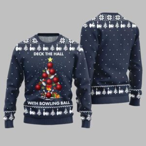 Alternative view of 2025 Christmas Deck The Hall With Bowling Ball Xmas Sweater - Grishko.com