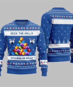 2025 Christmas Deck The Halls Bowling Ugly Sweater  