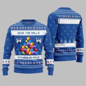 2025 Christmas Deck The Halls Bowling Ugly Sweater - Grishko.com