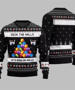 Alternative view of 2025 Christmas Deck The Halls Bowling Ugly Sweater  