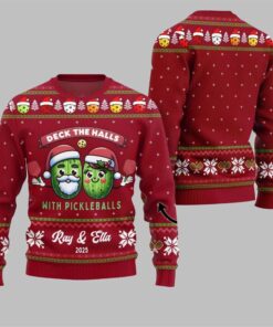 2025 Christmas Deck The Halls Pickleballs Ugly Sweater  