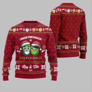 2025 Christmas Deck The Halls Pickleballs Ugly Sweater - Grishko.com
