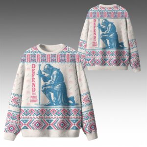 Alternative view of 2025 Christmas Defend The Public Library Ugly Sweater - Grishko.com