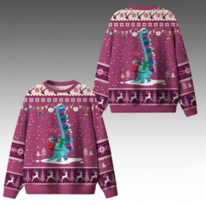 Alternative view of 2025 Christmas Dinosaur Books Ugly Sweater - Grishko.com