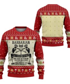 Alternative view of 2025 Christmas DnD Barbarian The Raging Storm Ugly Sweater  