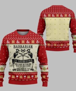 2025 Christmas DnD Barbarian The Raging Storm Ugly Sweater  