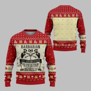2025 Christmas DnD Barbarian The Raging Storm Ugly Sweater - Grishko.com