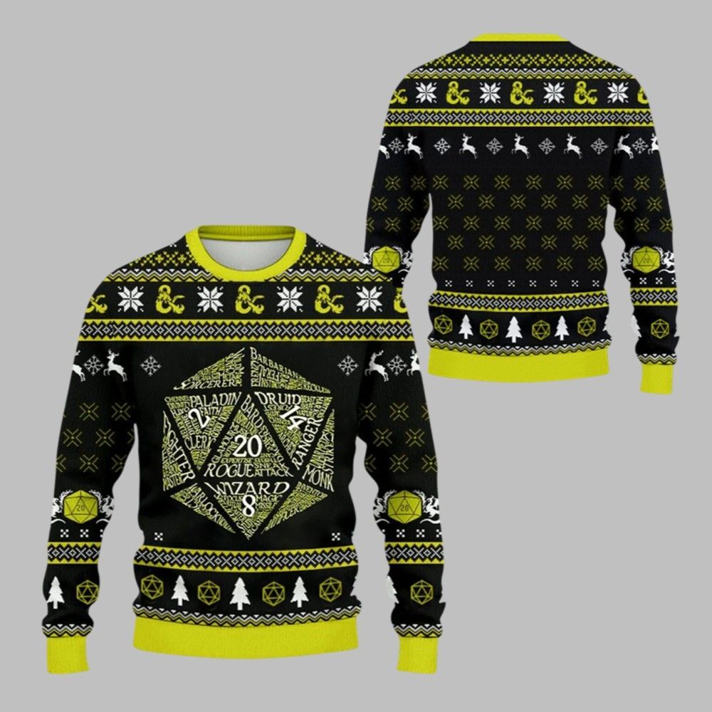 2025 Christmas DnD Classes Ugly Christmas Sweater - Grishko.com