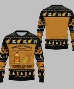 2025 Christmas DND Drinking Fireball Solves Most Of Problems Ugly Sweater  