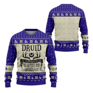 Alternative view of 2025 Christmas DnD Druid The Champion Of Nature Ugly Sweater - Grishko.com