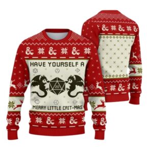 Alternative view of 2025 Christmas DND Have Yourself A Merry Little Crit-Mas Ugly Sweater - Grishko.com
